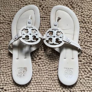 Tory Burch Miller sandals white leather 9